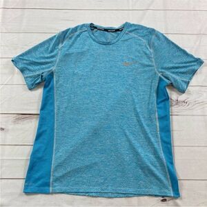 Nike Mens Blue Dri Fit Breathe Miler Running Short Sleeve Shirt Size Large